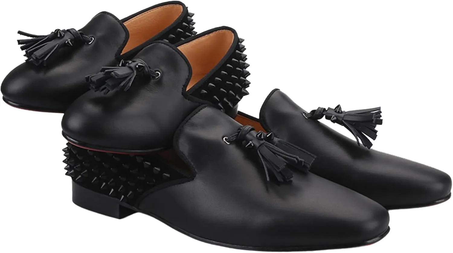 HI&HANN Toddler Boys Spiked Leather Loafers Tasseled Dress Shoes Little Kid Leather Shoes Slip On Parent-Child Loafer Flats Shoes Matching Outfits