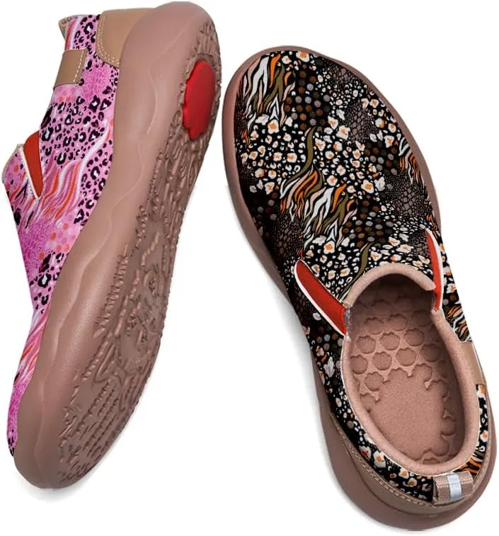 Kid's Slip-on Loafers Boys Girls Walking Shoes Fashion Casual Microfiber Leather Sneakers Patchwork Floral Plants Painted Travel Shoes