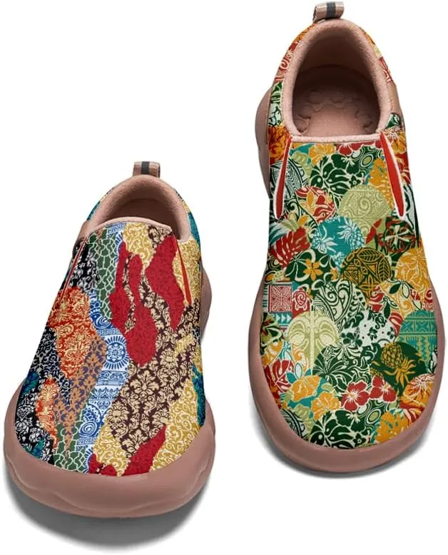 Kid's Slip-on Loafers Boys Girls Walking Shoes Fashion Casual Microfiber Leather Sneakers Patchwork Floral Plants Painted Travel Shoes