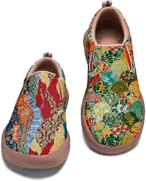 Kid's Slip-on Loafers Boys Girls Walking Shoes Fashion Casual Microfiber Leather Sneakers Patchwork Floral Plants Painted Travel Shoes