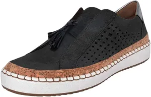 Loafers for Women Comfort Walking Shoes Womens Casual Round Toe Breathable Hollow Out Tassel Walking Beach Shoes Slip On Canvas Flats Comfy Lightweight Walking Office Outdoor Going Out Footwear