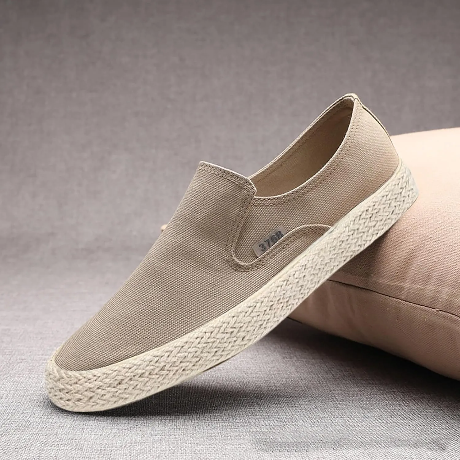 Mens Slip On Sneakers Lightweight Breathable Non-Slip Walking Shoes Comfortable Canvas Sneaker for Work, Running，Walking，Business