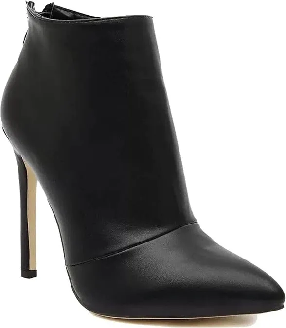 MM July Black Ankle Boots Heels Leather